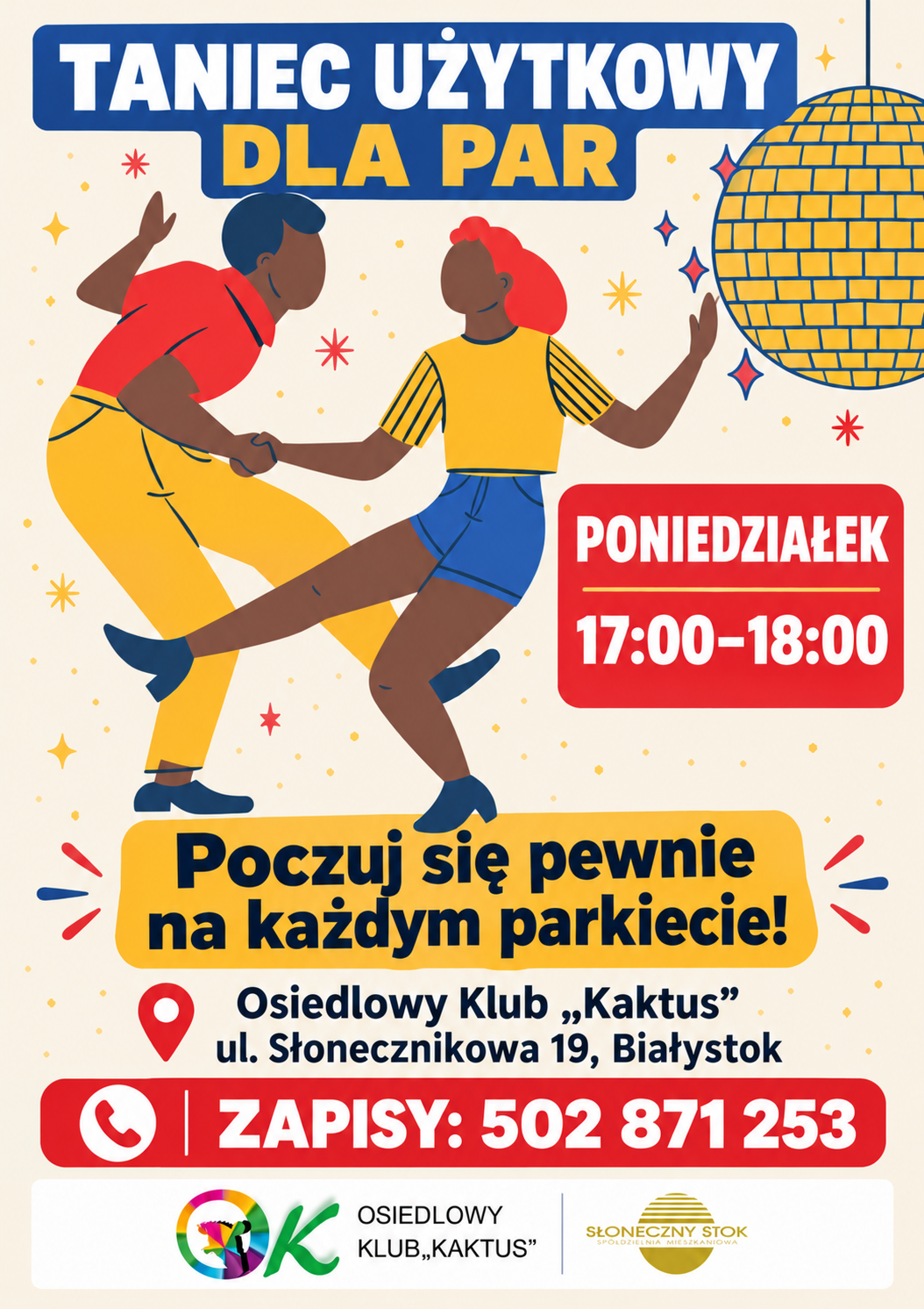 Poniedziałkowy plakat zajęć tanecznych